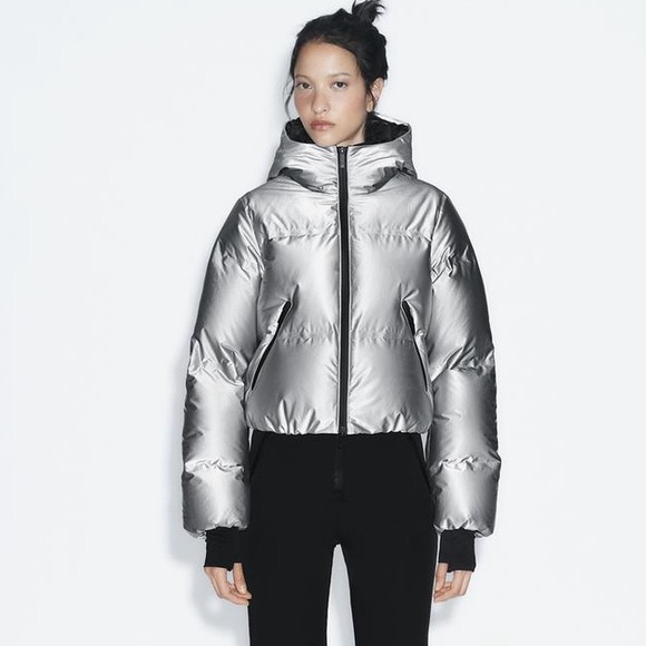 NEW! Zara Silver Puffer Jacket Ski Collection - Picture 4 of 6